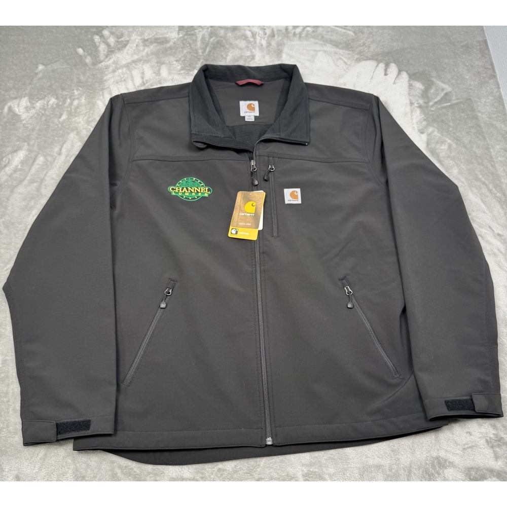 Carhartt Soft Shell Jacket Mens 2XL XXL Black Full Zip Denwood Crowley Logo NWT